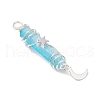 3Pcs 3 Styles Electroplated Natural Quartz Crystal Pointed Copper Wire Wrapped Pendants PALLOY-JF03767-04-4