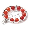 Copper Wire Wrapped Natural Gemstone Beaded Pendants PALLOY-JF02804-5