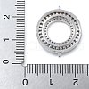 Rack Plating Brass Clear Cubic Zirconia Ring Connector Charms KK-A234-075P-3