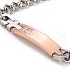 Crystal Rhinestone Rectangle & Cross Link Bracelet STAS-E160-30RGP-01-2