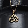 Mesh Heart 304 Stainless Steel Pendant Necklaces NJEW-M096-12G-4