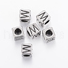 304 Stainless Steel Large Hole Letter European Beads STAS-H428-01AS-W-1
