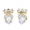 Brass Inlaid Clear Cubic Zirconia Pendants ZIRC-S069-010G-1