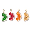Orange Glass Pearl & Glass Beads Pendant Decorations HJEW-TA00336-2