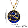 Bohemian Style Brass Blue & Black Enamel Sun Pendant Necklace with Clear Cubic Zirconia JF9651-3-2