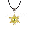 Glass Seed Beads & Polymer Clay & Evil Eye Lampwork Snowflake Pendant Necklaces NJEW-MZ00102-02-2