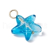 Starfish Gradient Color Baking Paint Transparent Glass Pendants PALLOY-JF03265-01-4