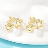 Brass Plastic Imitation Pearl Cuff Earrings EJEW-Q036-01G-5
