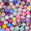 Printed Round with Leopard Print Pattern Silicone Focal Beads SI-JX0056A-01-4