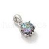 925 Sterling Silver Moissanite Rhinestone Flat Round Charms STER-U008-03P-2