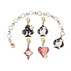 5Pcs Cat & Playing Card Alloy Enamel Knitting Row Counter Chains & Locking Stitch Markers Kits HJEW-JM01339-1