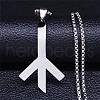 304 Stainless Steel Death Rune Symbol Pendant Necklaces NJEW-H065-18P-1