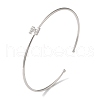 Rack Plating Brass Micro Pave Clear Cubic Zirconia Letter Open Cuff Bangles BJEW-A018-01P-Z-1