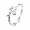Cat Paw Print 925 Sterling Silver Enamel Cuff Rings FS-WG89A7D-01-3