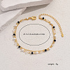 Elegant Brass & Glass Geometric Design Double Layer Anklets for Women Daily Holiday Accessory VR7798-4