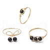 Round Natural Obsidian Finger Rings for Women RJEW-JR00857-04-2
