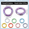 SUNNYCLUE 16Pcs 8 Colors Zinc Alloy Spring Gate Rings FIND-SC0007-32-2