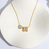 Heart Initial Brass Micro Pave Clear Cubic Zirconia Pendant Necklaces FS-WG89C2E-08-1