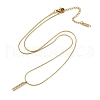 PVD Vacuum Plating 304 Stainless Steel Crystal Rhinestone Rectangle Pendant Round Snake Chain Necklaces for Women NJEW-Z044-06G-2