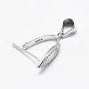 Anti-Tarnish Rhodium Plated 925 Sterling Silver Micro Pave Cubic Zirconia Pendant Bails STER-E053-11P-1