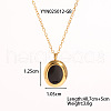 Stainless Steel Black Enamel Oval Pendant Necklaces for Women PG1145-2-1