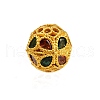 Hollow Rack Plating Brass Colorful Cubic Zirconia Beads KK-L236-14G-1