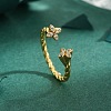 Brass Micro Pave Cubic Zirconia Cuff Rings for Women FS-WG235E9-01-1
