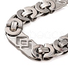 Tarnish Resistant 201 Stainless Steel Rhombus Byzantine Chain Bracelets BJEW-B078-83P-2