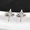 Brass Micro Pave Clear Cubic Zirconia Stud Earrings EJEW-M103-03P-1