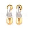 Two Tone Teardrop Brass Stud Earrings for Women EJEW-U055-04GS-2