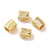 Column Rack Plating Brass Micro Pave Clear Cubic Zirconia European Beads KK-A229-20G-1