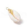 Natural Cowrie Shell Pendants PALLOY-JF03316-05-3