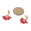 Glass Seed Braided Flower Dangle Stud Earrings EJEW-MZ00048-5