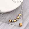 304 Stainless Steel Round Beaded Rope Chain Double Layer Necklaces NJEW-D319-02B-GP-2