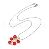 Leaf Copper Wire Wrapped Dyed Red Natural Malaysia Jade Beaded Pendant Necklaces NJEW-JN05218-02-4