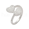 Brass Micro Pave Cubic Zirconia Cuff Rings for Women RJEW-C129-12P-4