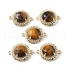 Natural Tiger Eye Faceted Connector Charms G-H323-03G-09-1