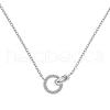 Round Ring 925 Sterling Silver Pave Cubic Zirconia Pendant Necklaces for Women NJEW-F338-05P-2