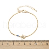 Brass Micro Pave Cubic Zirconia Birthday Flower Link Bracelets BJEW-U031-01G-12-5