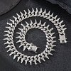 Brass Crystal Rhinestone Thorns Spike Cuban Link Chain Necklaces for Men FS-WG31A8F-02-2