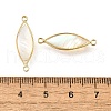 Brass Pave Natural White Shell Connector Charms KK-E794-01G-05-3