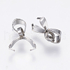 Tarnish Resistant 201 Stainless Steel Pendant Pinch Bails STAS-F138-02P-2.5x14mm-2