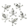 Antique Silver Tibetan Style Pirate Style Skull Pendant X-LF10441Y-2