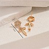 Elegant Brass Pave Clear Cubic Zirconia Flower with Bowknot Stud Earrings OP0904-3