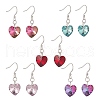 Electroplated Glass Heart Pendant Dangle Earrings EJEW-JE05161-1