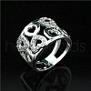 Heart Pattern Brass with Crystal Rhinestone Finger Rings for Women FS-WGDA7BB-01-2