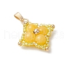 Dyed Natural Yellow Jade & Glass Seed Beaded Star Pendants PALLOY-MZ00692-05-3