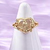 Adjustable Brass Heart with Virgin Mary Rings for Women RJEW-U047-34G-2