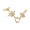 Brass Micro Pave Clear Cubic Zirconia Toggle Clasps KK-M301-21G-1