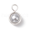 Shell Pearl Round Copper Wire Wrapped Pendants PALLOY-JF03259-04-3
